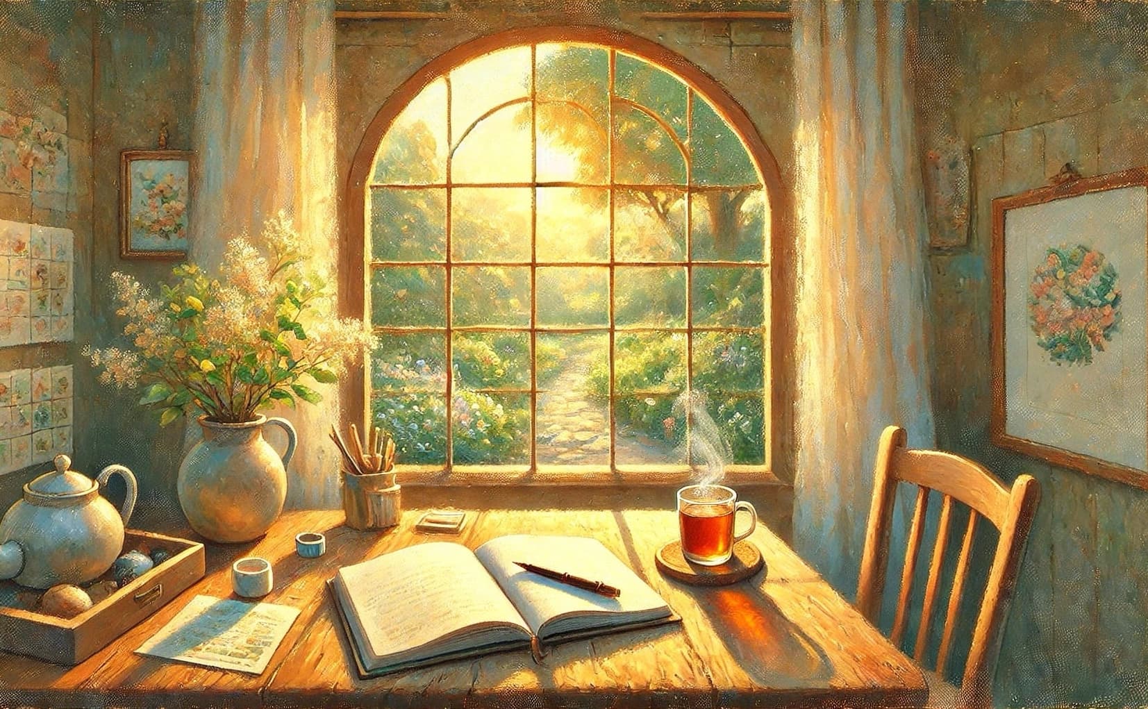 Peaceful journaling scene
